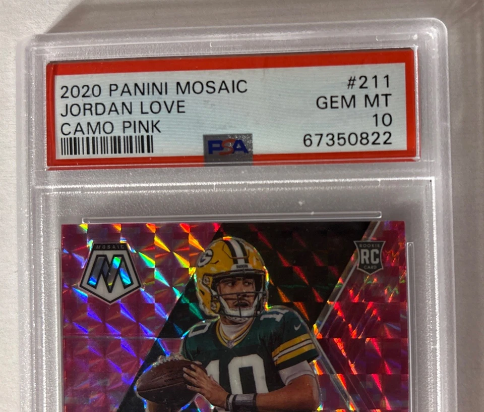 2020 Panini Mosaic Jordan Love Camo Pink Gem Mint PSA 10 #211 Packers RC - Image 2 of 4