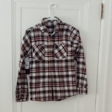 NWT women small plaid flannel pink white red