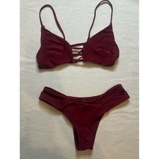 Zaful Strappy Bikini Set in Burgundy