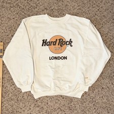 Vintage Hard Rock Cafe London Sweatshirt Crewneck Size Medium White 90s