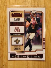 2023 Panini Contenders Red Game Ticket Derek Carr #72 - New Orleans Saints