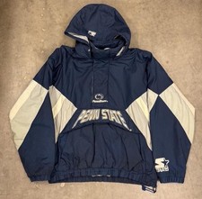 Vintage Starter Penn State Nittany Lions Hooded Pullover Jacket Blue Gray Logo