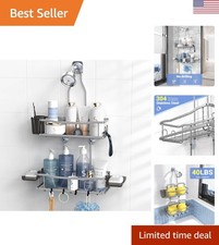 Rustproof Hanging Shower Caddy   Large Capacity Bathroom Organizer with Hooks