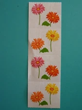 Viintage 1995 Mrs. Grossman's Stickers GERBERA DAISY (4) 2" X 1.5"