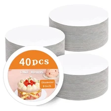 40 Pcs Cake Boards,White Cake Boards 9 Inch Round,Food Grade Cardboard Cake R