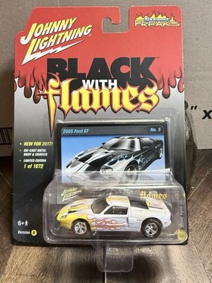 JOHNNY LIGHTNING Black With Flames 2005 FORD GT White Lighting 1 Of 32 1:64