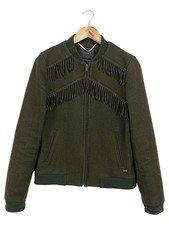 MAISON SCOTCH Damen Strickjacke Grün Fransen Bomber Einheitsgröße