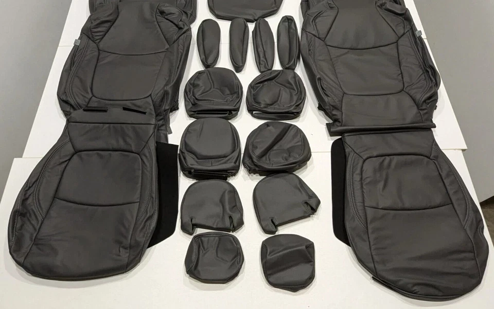 ¡¡¡En stock!!! Juego de funda de asiento de cuero gris oscuro Toyota Sienna para 8 pasajeros 2011-2020 Foto 2 de 4