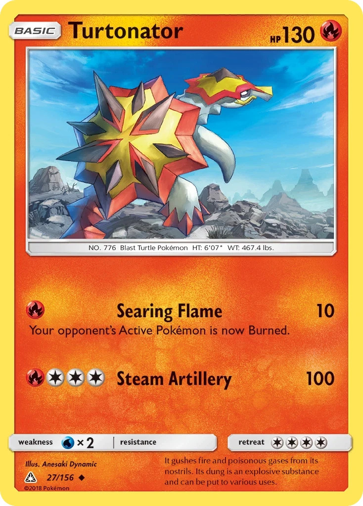Pokemon TURTONATOR Sun & Moon Ultra Prism 27/156 NM/Mint PACK FRESH