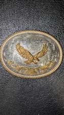 Vintage Alpaca Mexico Eagle Belt Buckle Western Southwestern Two Tone