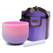 8inch 432hz F Note Pink Purple Frosted Quartz Crystal Singing Bowl Sound Bath