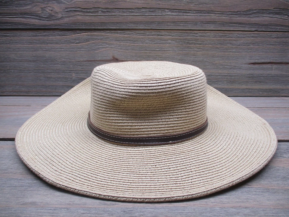 Шляпа Nine West солнцезащитная желтовато-коричневая широкополая соломенная женская пляжная для путешествий летняя - Изображение 3 из 4