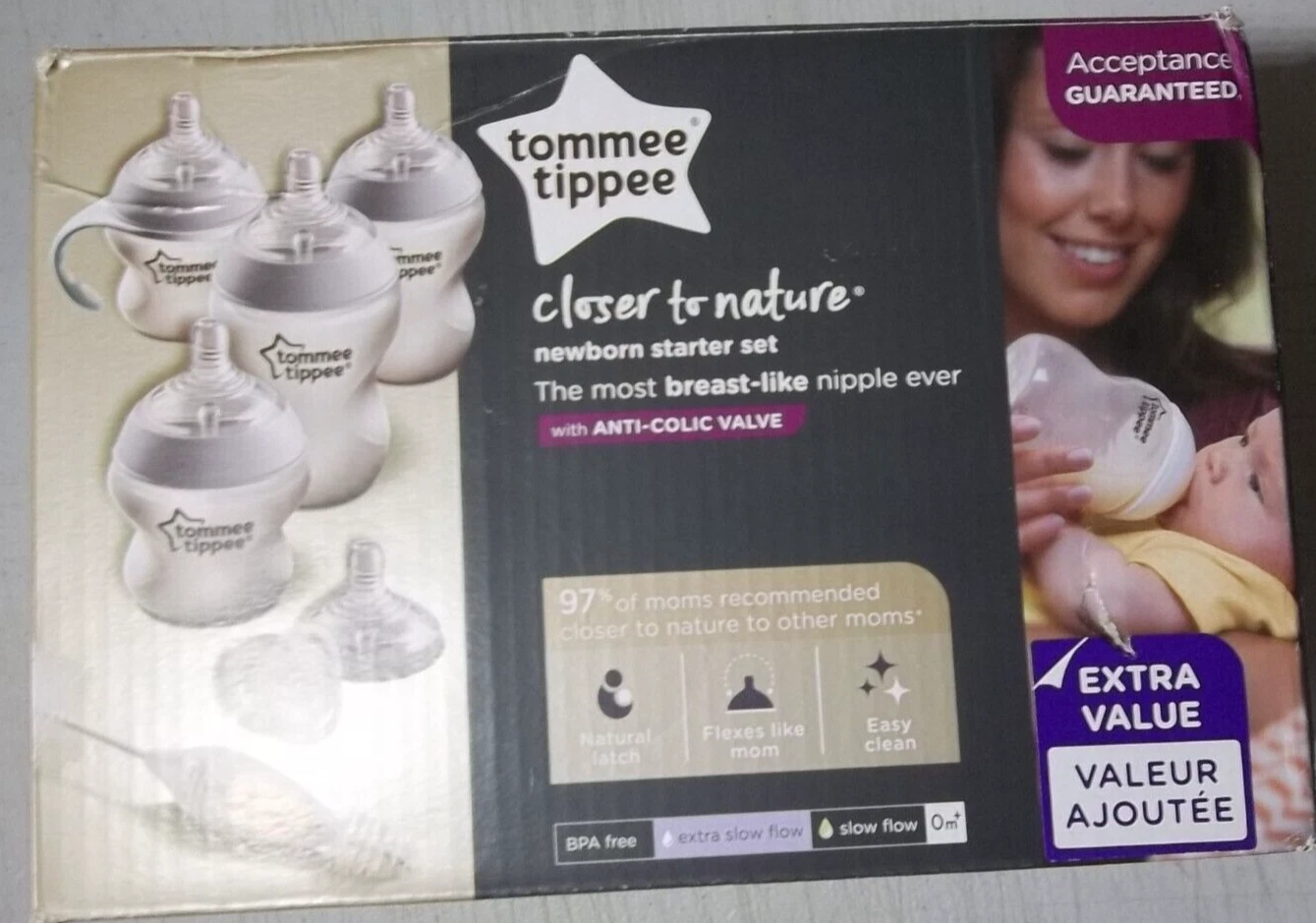 Tommee Tippee Closer to Nature Newborn Baby Bottle Feeding Starter Set Anti-Col