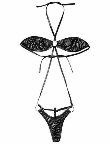 Women's Metallic G-String Slingshot Weeny Teddy Bodysuit Micro Bikini Swimwear - Picture 163 of 227