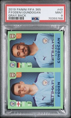 2019 Panini Fifa 365 Album Rookie Stickers Phil Foden Ilkay Gundogan #49 PSA 9