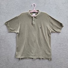 VINTAGE Polo By Ralph Lauren Men Polo L Green Button Short Sleeve Logo Cotton