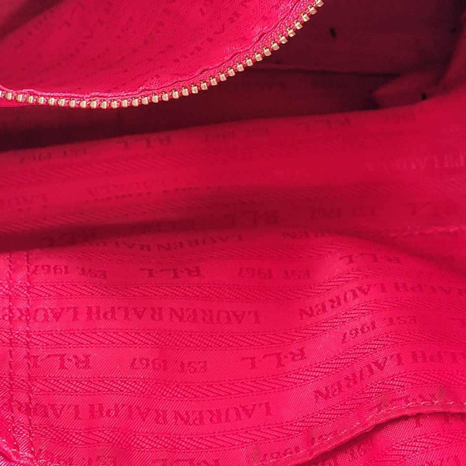 Lauren Ralph Lauren Black Leather Red Interior Purse eBay