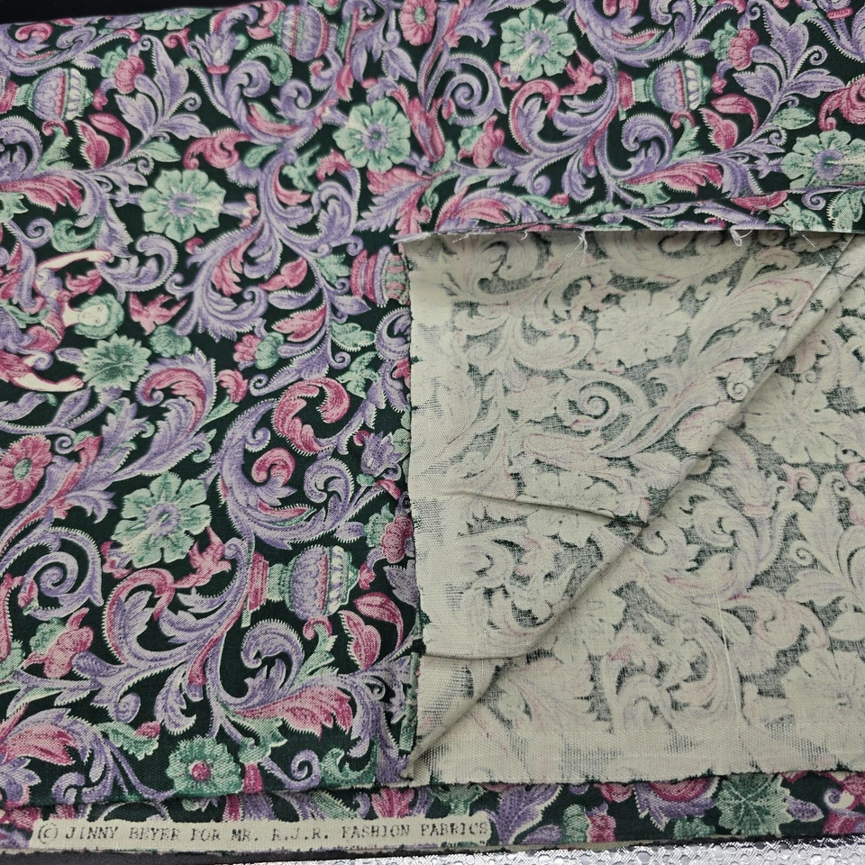 Telas de moda Jinny Beyer Mr. RJR púrpura/verde algodón costura 44" ancho 2 yardas Foto 2 de 4