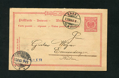 Dt. Ricca Answer Card Di Basilea Nach Buono Ristorante Emmedingen 1900 (NO-190)