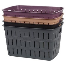 20L Bamboo-Style Plastic Laundry Basket with Handles Clothes Storage and Sorter