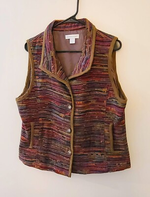 Christopher & Banks Womens L Multicolor Striped Tapestry Vest