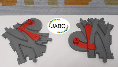 (R3/14) Lego Duplo 2x Turnouts New Dark Grey Railway Train