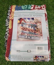 Crown Crafts Texture Woven Afghan Throw Cotton Christmas Waiting For Santa 48x60