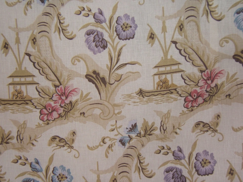Lee Jofa, Fantaisie Chinoise, Chinoiserie Garden Scene, BTY, Color Cream - Image 2 of 3