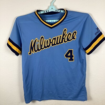 Milwaukee Mens T Shirt Sz In Picks Short Sleeve V Neck Some Pulls Blue Fair
