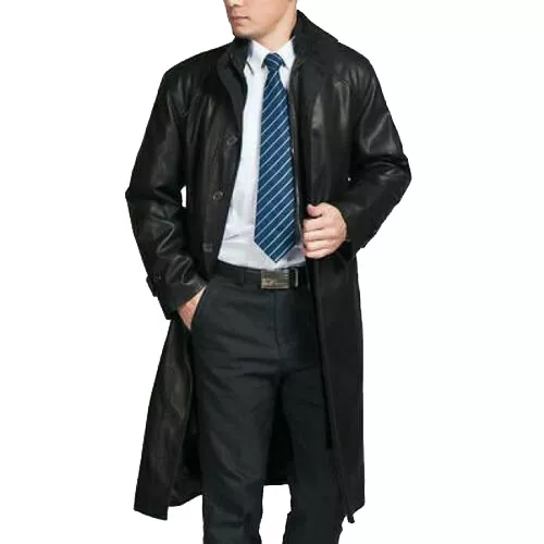 long manteau en cuir homme