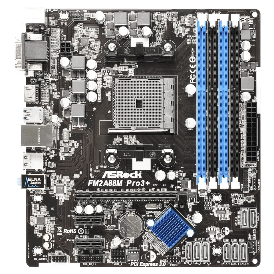 ASRock FM2A88M Pro3+ Motherboard M-ATX AMD A88X FM2+/FM2 DDR3 SATA3 HDMI DVI-D - Image 2 of 4