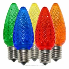 25 C9 Multi-Color  LED Faceted Christmas Light Bulbs LED Replacement Bulb 