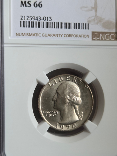 1970 D Washington Quarter NGC MS66 - Picture 2 of 3
