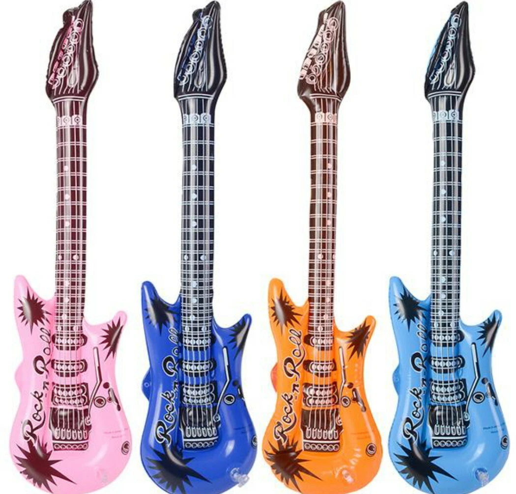 Pack De 4 Guitarras Inflables De 90 Cm Para Fiestas – Accesorios Rockeros De Colores, Ideales Para Disfraces Y Eventos Temáticos