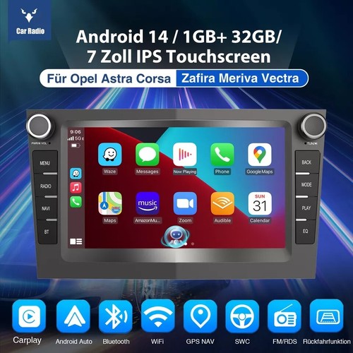 Autoradio Für Opel Corsa C/D Zafira B Astra H 32G Carplay Android 14 FM GPS NAVI - Bild 2 von 15