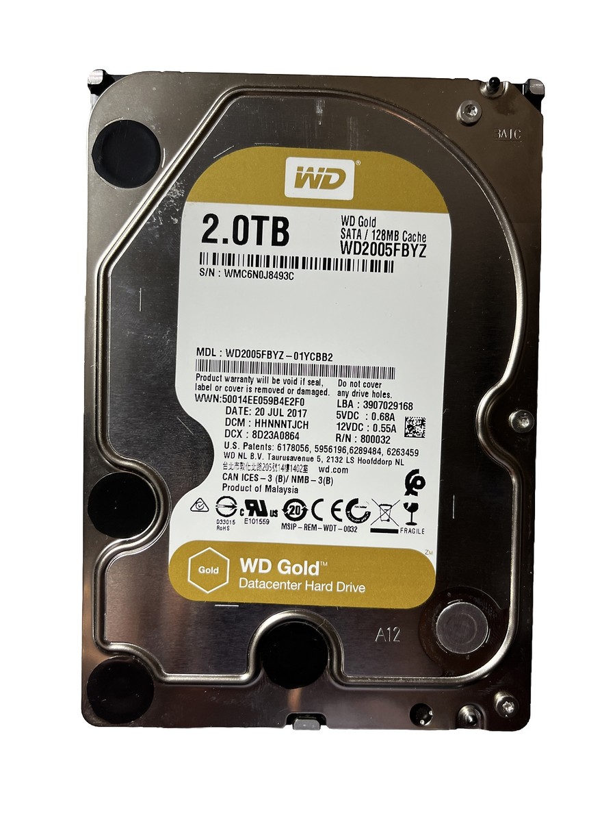 2TB WESTERN DIGITAL GOLD DATACENTER HARD DRIVE SATA/128MB