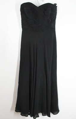 Lauren Ralph Lauren Black Silk Chiffon Strapless Formal Maxi