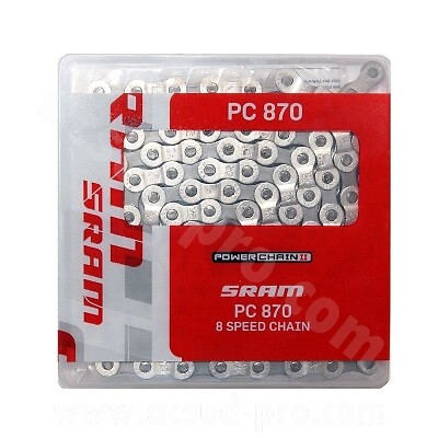 FAHRRADKETTE 8V. SRAM PC-870 SILBER 114 GLIEDER 2.38