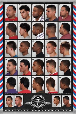 24 X 36 MODERN BARBER SHOP SALON HAIR CUT FOR MEN CHART POSTER #1