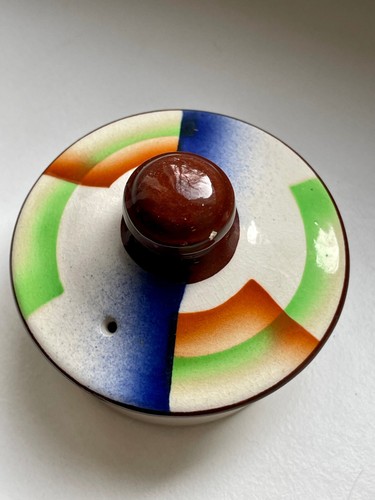 seltene Spritzdekor Dose 1930er Jahre Art Deco Bauhaus True Vintage Deckeldose - Picture 6 of 15
