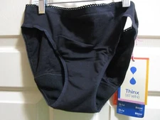 THINX (BTWN)  BLACK SUPER ABSORBENCY PERIOD-PROOF BIKINI PANTIES SIZE 13-14