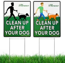 Warning Yard Signs Clean Up After Your Dog 2 Pk-Double Side 14.17" x 10.86" NEW