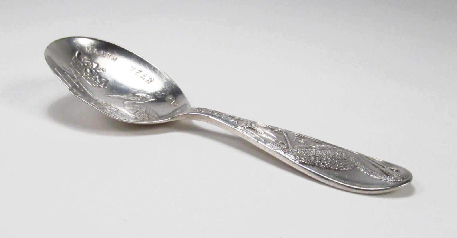 Antique Weidlich USA I Am Mr. Stork Sterling Silver Birth Record Baby Spoon eBay