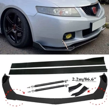 Front Bumper Lip Spoiler+86.6" Side Skirt Body Kit Glossy For Honda Accord Civ