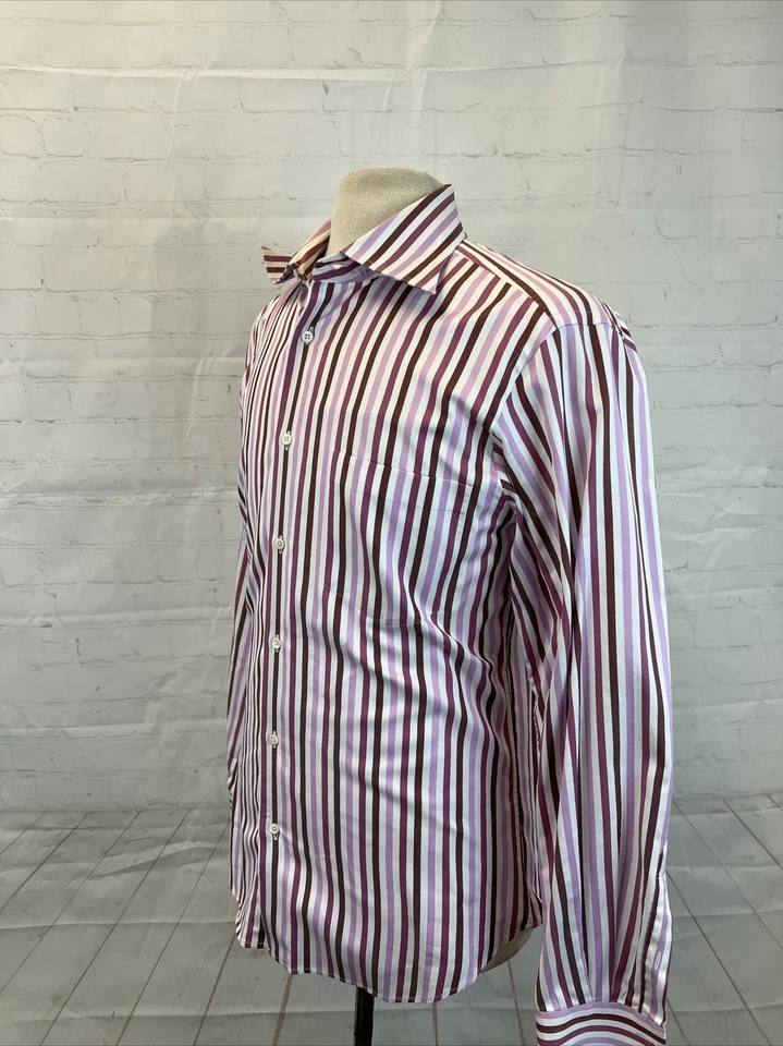 Hugo Boss Men's Pink Striped Cotton Dress Shirt 16 - 41 $125 - Image 3 of 4