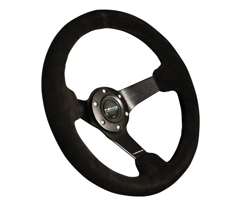 NEW NRG REINFORCED 330MM 3"DEEP DISH BLACK SUEDE STEERING WHEEL RST-033BK-S - Image 2 of 4