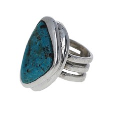Sterling Abstract Turquoise Statement Ring, 925, Silver and Turquoise Statement
