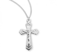 Sterling Silver High Polished Crucifix Features 18in Long chain