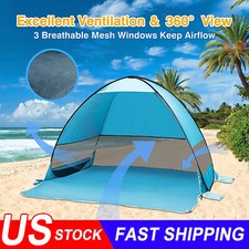 Pop Up Beach Tent Sun Shade Shelter Anti-UV Outdoor Camping Portable Blue Canopy
