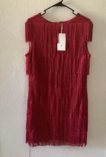 NEW WITH TAGS, BABEYOND TRULY TIMELESS 1920'S THEMED RED FLAPPER DRESS SIZE L